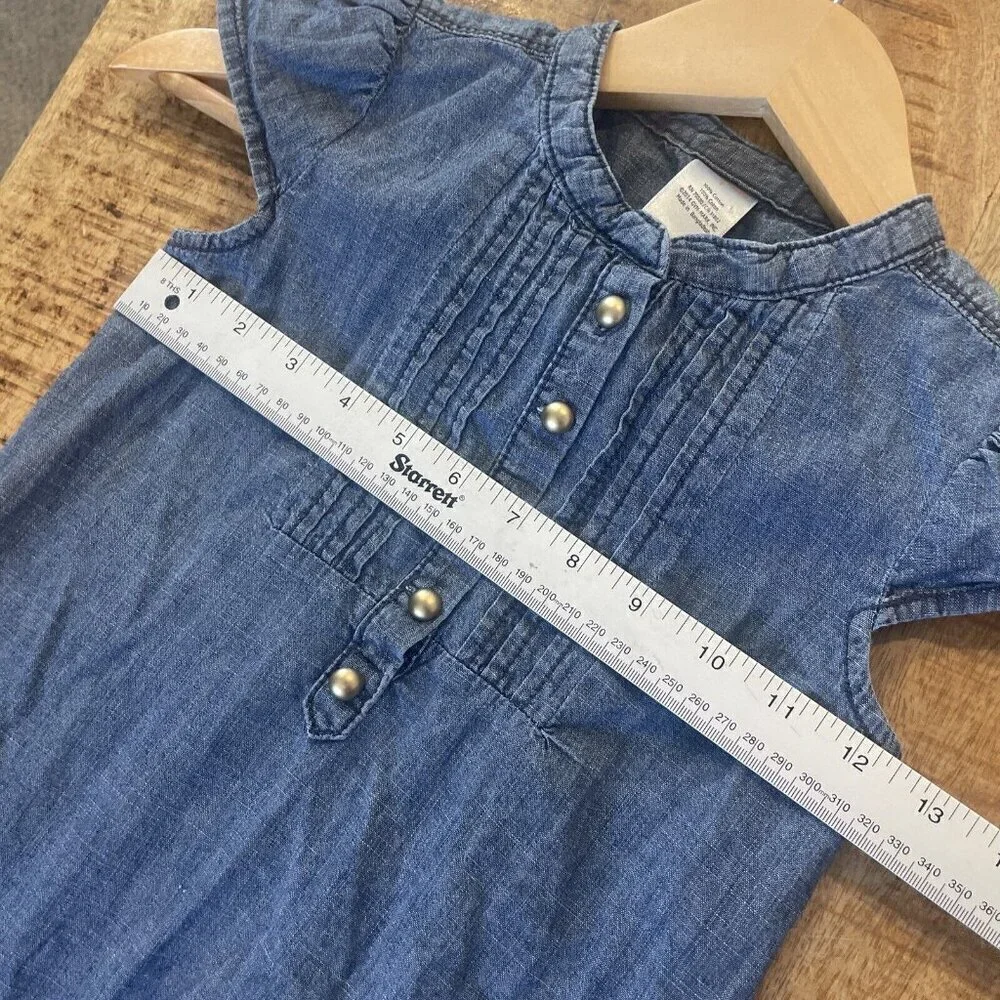 Gymboree Girls Dress Sz 7 Blue Drop Waist Short Sleeves Chambery Photos Fall